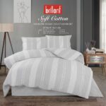 Brillant Soft Cotton Çift Kişilik Nevresim Takımı Gri Çizgili