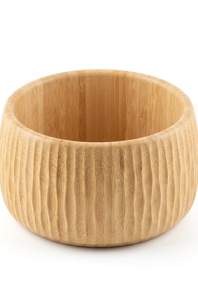 Mien Bambu Curve Kase 18x9.5 cm Doğal Ahşap Sunum Kasesi