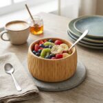 Mien Bambu Curve Kase 18x9.5 cm Doğal Ahşap Sunum Kasesi