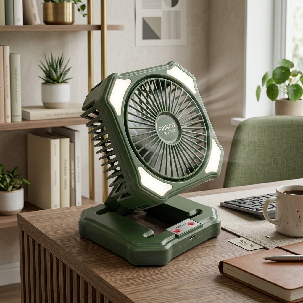 Princo PR-2365X Şarjlı Masaüstü Mini Fan Yeşil