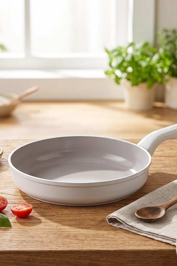 Korkmaz Ornella 28 cm Seramik Kaplama Yapışmaz Derin Tava Vanilya