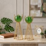 Leila İkili Yeşil Kristal Küre Seti 30 cm - 26 cm
