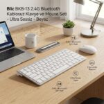 Blic BKB-13 2.4G Bluetooth Kablosuz Klavye ve Mouse Seti Beyaz