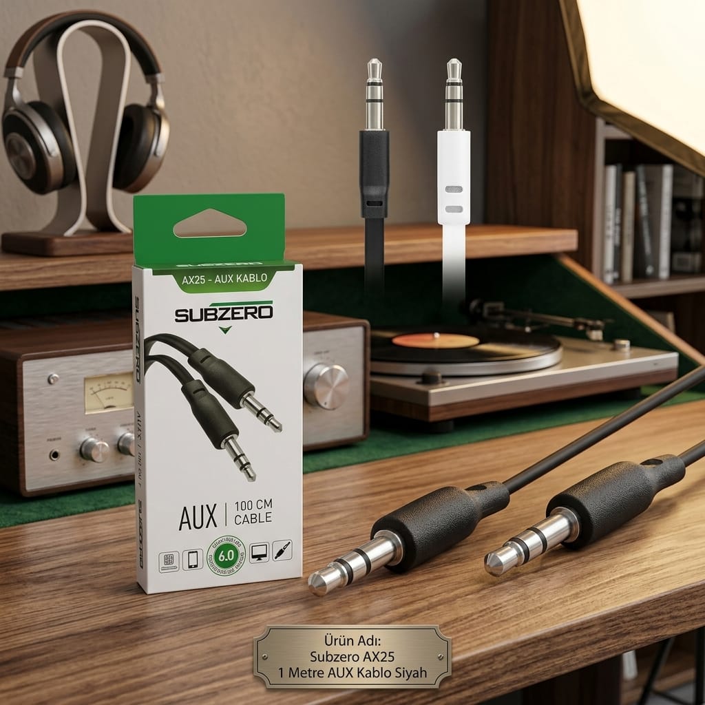 Subzero AX25 1 Metre AUX Kablosu 3.5mm Ses Bağlantı Kablosu