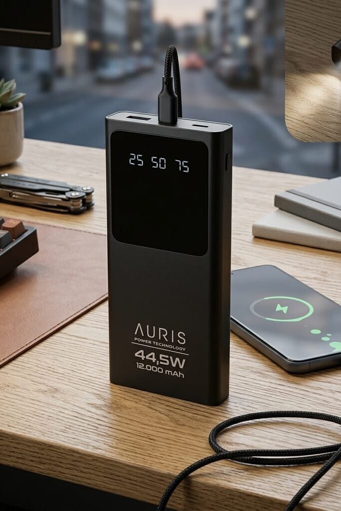 Auris ARS-K28 12000 mAh 44.5W Fenerli Hızlı Şarj Powerbank