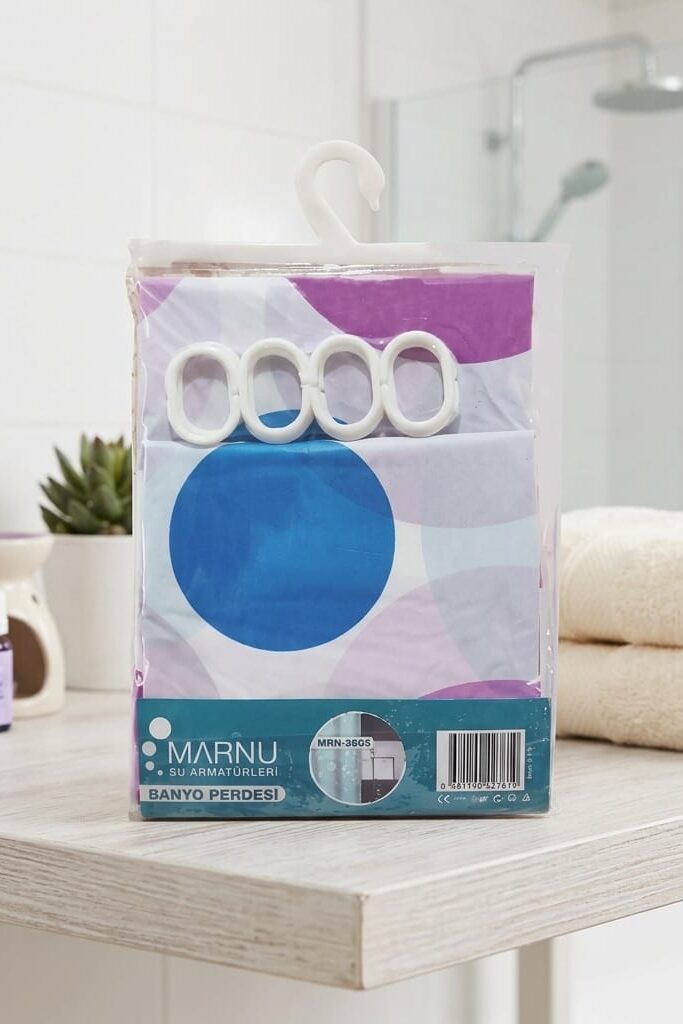 Knitex Marnu Su Geçirmez Banyo Perdesi 180x110 cm Çok Renkli