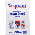 İpsan 50 m² Koruyucu Hışır Örtü 4x12.5 Metre Şeffaf İnşaat Boya Örtüsü