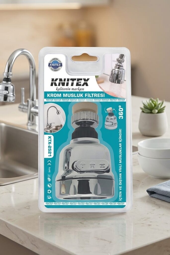 Knitex KTX-2521 360 Derece Dönebilen Krom Musluk Filtresi