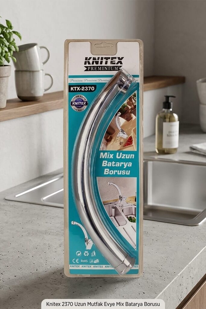 Knıtex 2370 Uzun Mutfak Evye Mix Batarya Borusu Krom Kaplama