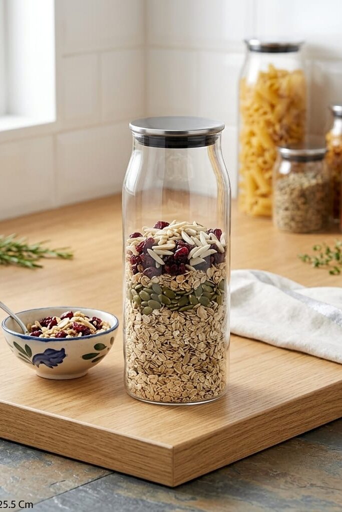 Cooker 25.5 Cm Borosilikat Cam Kavanoz Gümüş Kapaklı