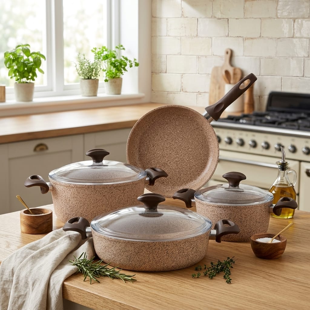 8699996623892-image-1 Falez Creamy Granitec 7 Parça Krem Granit Tencere Seti
