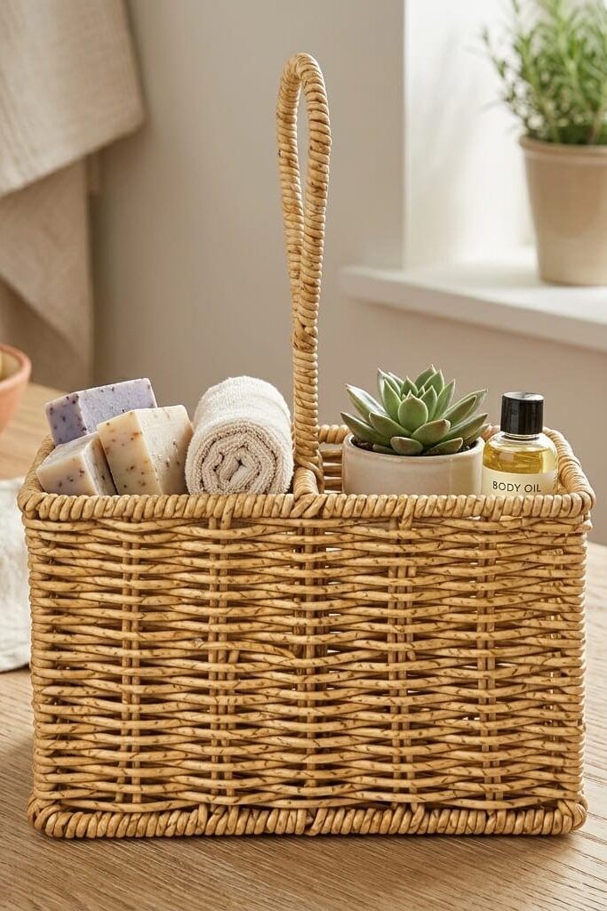 Gold Home Rattan Hasır Mutfak Organizeri 2 Bölmeli Kaşıklık
