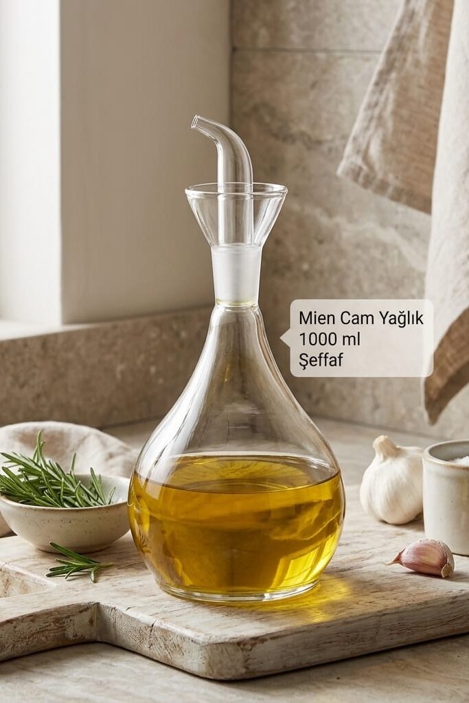 Mien Cam Yağlık 1000 ml Şeffaf Cam Yağdanlık