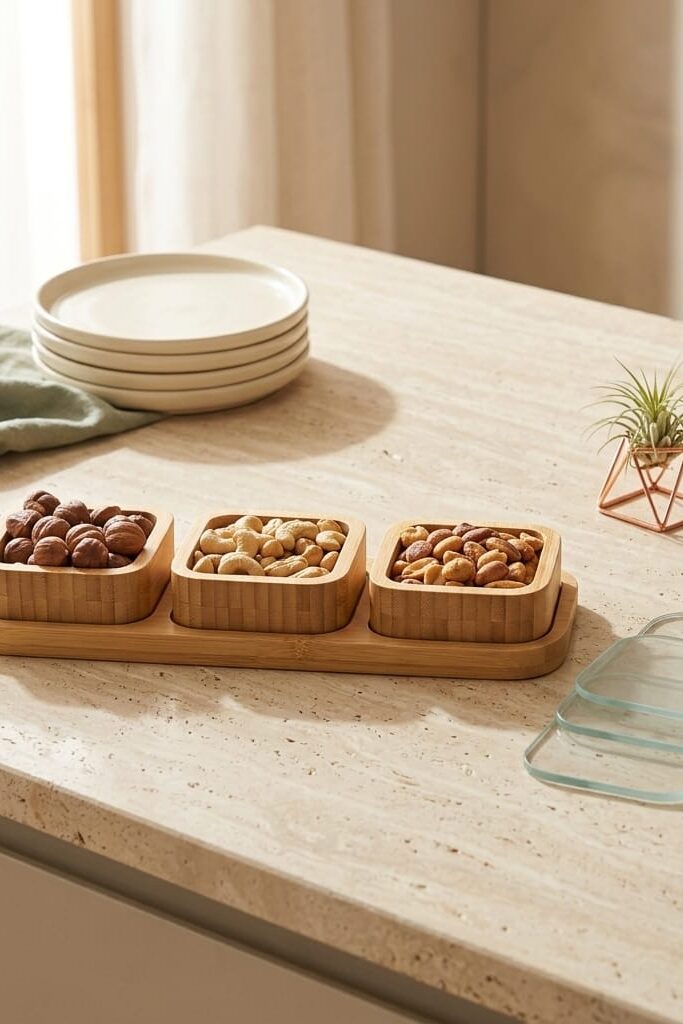 Molino Bamboo 3'lü Kapaklı Kare Çerezlik ve Kahvaltılık Servis Seti