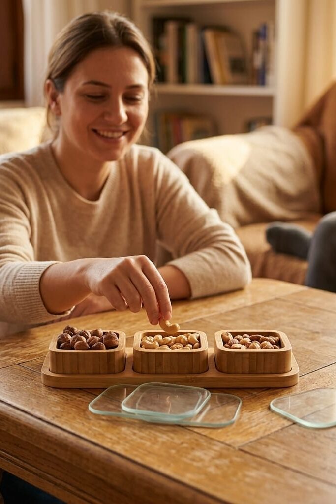 Molino Bamboo 3'lü Kapaklı Kare Çerezlik ve Kahvaltılık Servis Seti