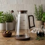 Noveer Akasya Ahşap Kapaklı Ölçülü Cam Yağdanlık 1000 ml