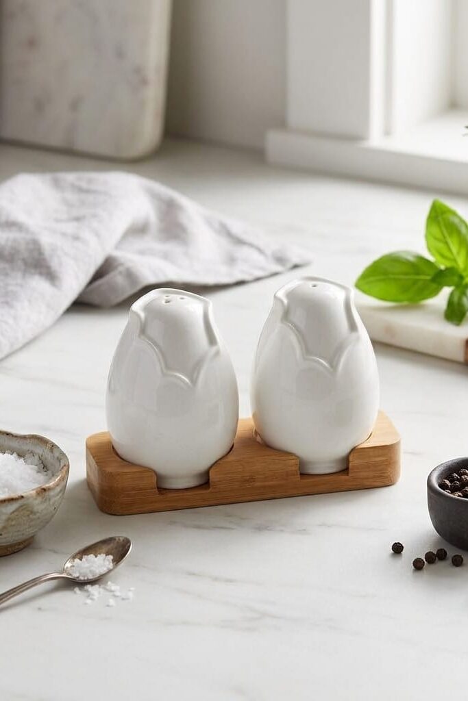 Paçi Grace 2'li Bambu Standlı Tuzluk ve Baharatlık Seti