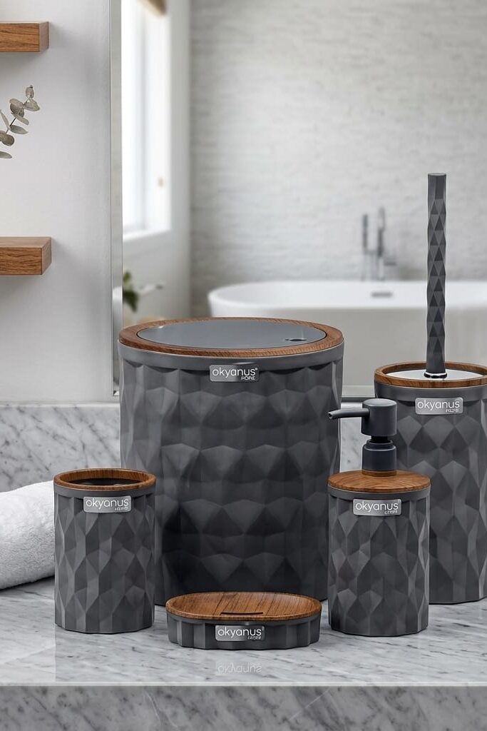 Diamond 5'li Banyo Seti Ahşap - Antrasit