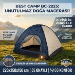 Best Camp BC-2225 6 Kişilik Manuel Kurulum Kamp Çadırı 220x250x150 cm
