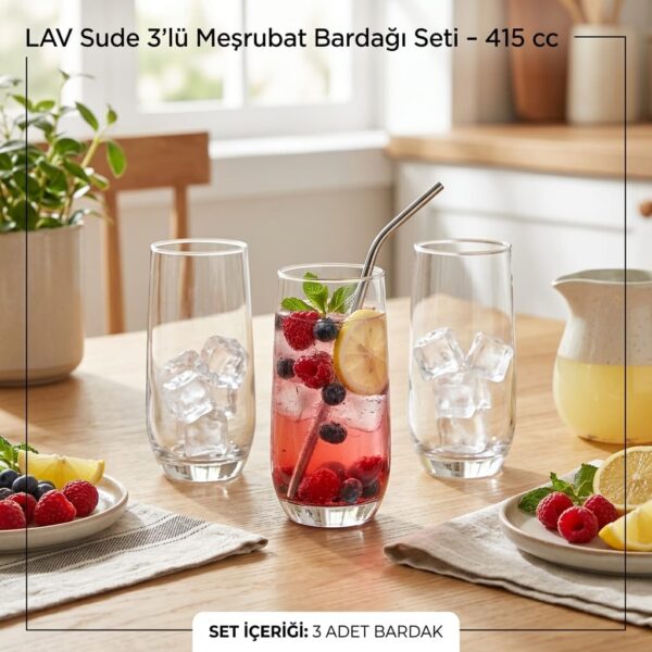 LAV Sude 3'lü Meşrubat Bardağı 415cc