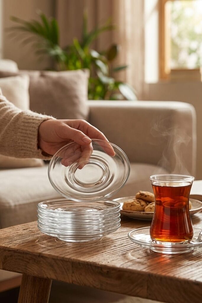 LAV Eda 6 Kişilik Cam Çay Tabağı Seti