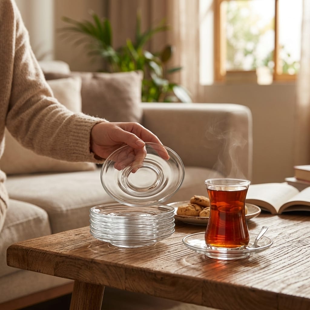 LAV Eda 6 Kişilik Cam Çay Tabağı Seti