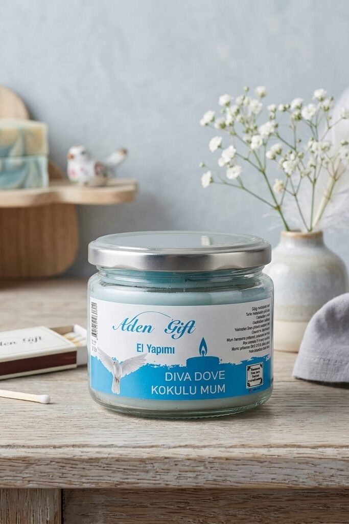 El Yapımı Diva Dove Kokulu Cam Kavanoz Mum