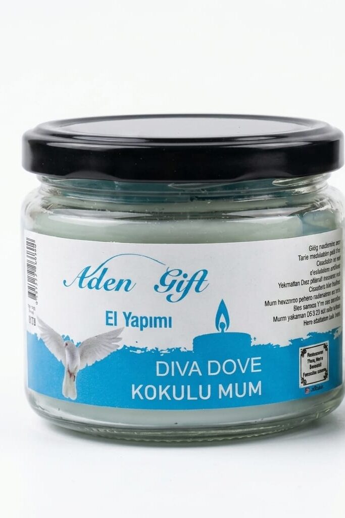 El Yapımı Diva Dove Kokulu Cam Kavanoz Mum