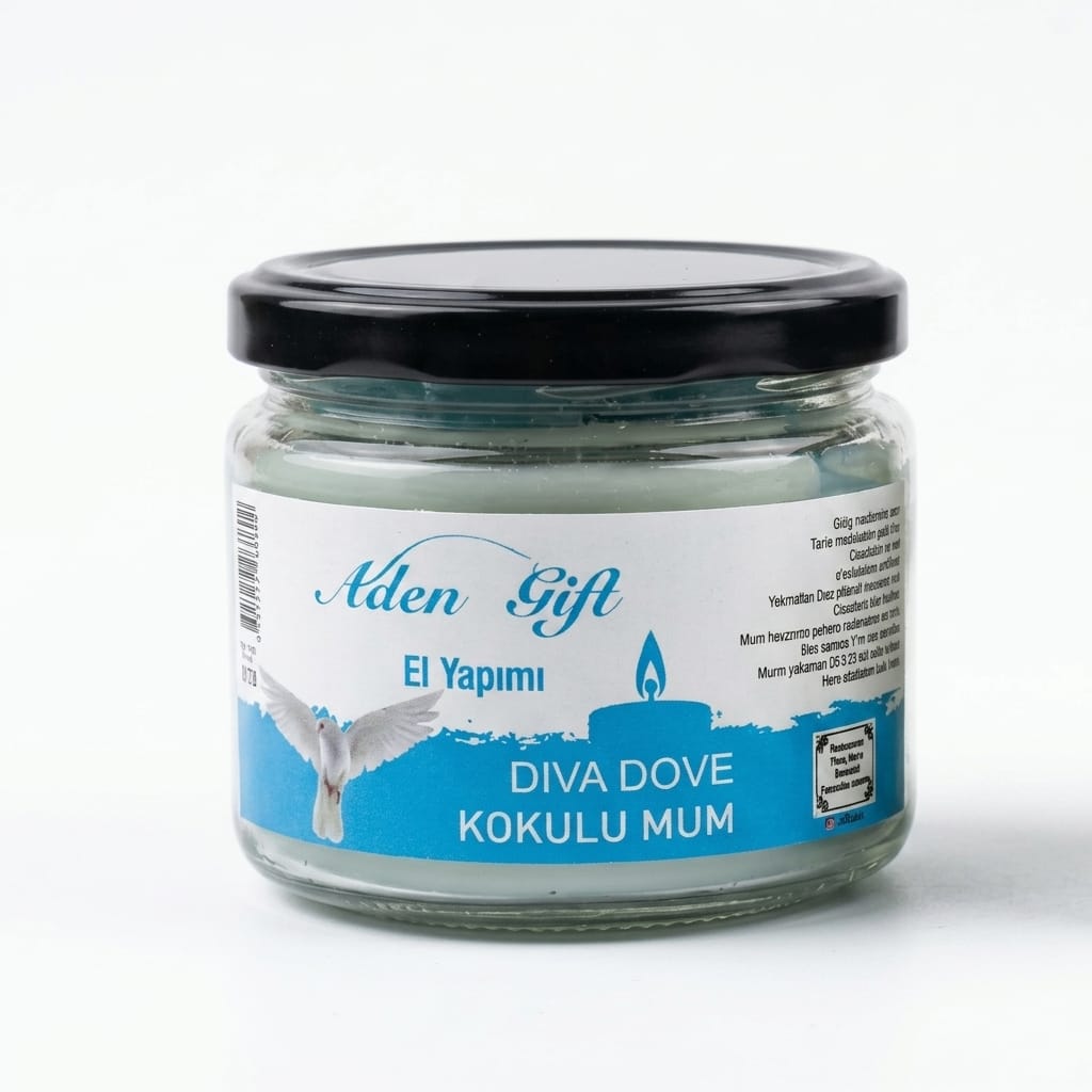 El Yapımı Diva Dove Kokulu Cam Kavanoz Mum