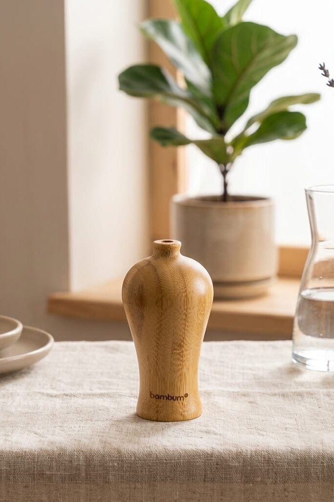 Bambum Guro Doğal Bambu Vazo 9x4,9 cm Dekoratif Vazo