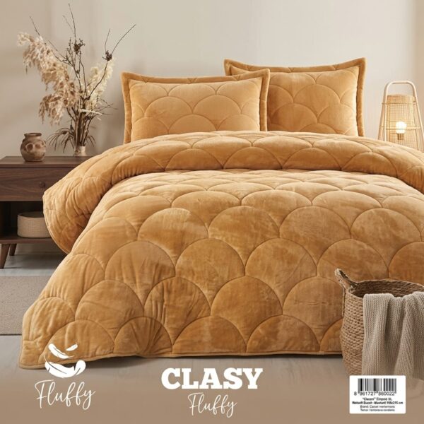 Clasy Fluffy Tek Kişilik Welsoft Yorgan Hardal 155x215 cm