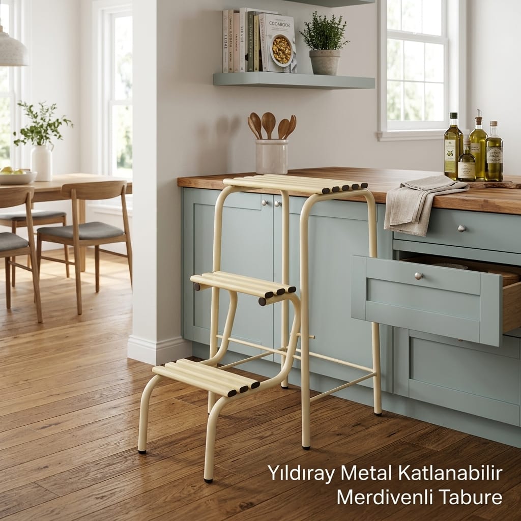 Yıldıray Metal Katlanabilir Merdivenli Tabure 36,5x37x68,5 cm