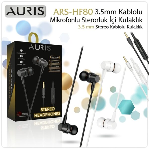 Auris ARS-HF80 3.5mm Kablolu Mikrofonlu Stereo Kulak İçi Kulaklık