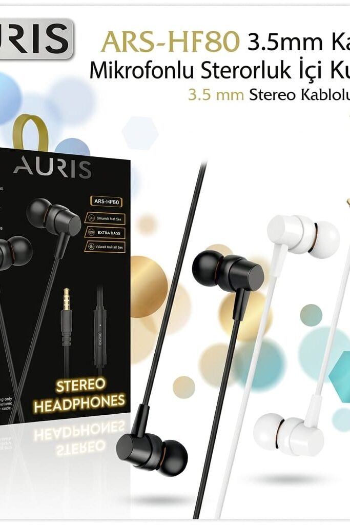 Auris ARS-HF80 3.5mm Kablolu Mikrofonlu Stereo Kulak İçi Kulaklık