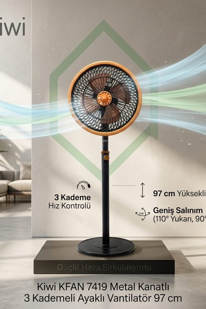 Kiwi KFAN 7419 Metal Kanatlı 3 Kademeli Ayaklı Vantilatör 97 cm