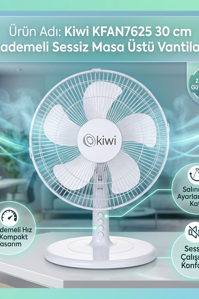 Kiwi KFAN7625 30 cm 3 Kademeli Masa Üstü Vantilatör