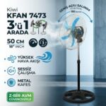 Kiwi KFAN 7473 3'ü 1 Arada Sanayi Tipi Ayaklı Vantilatör 50 cm Siyah