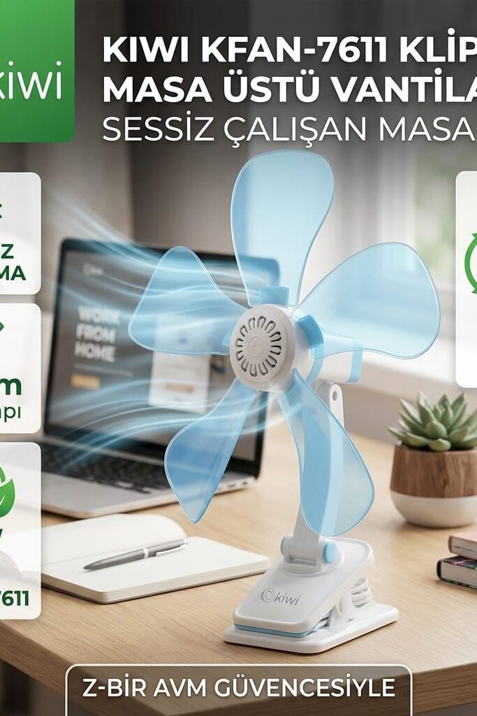 Kiwi KFAN-7611 Klipsli Masa Üstü Vantilatör 32 cm
