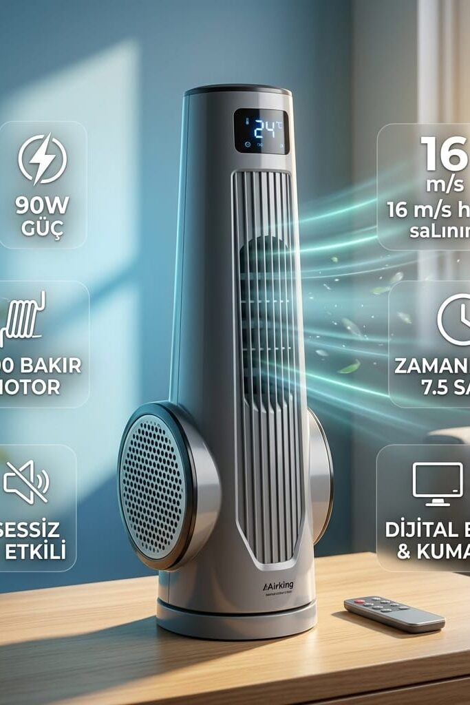 Airking Jova 90W Kule Tipi Vantilatör Uzaktan Kumandalı