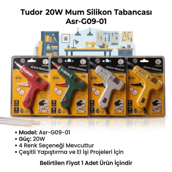 Tudor 20W Mum Silikon Tabancası Asr-G09-01