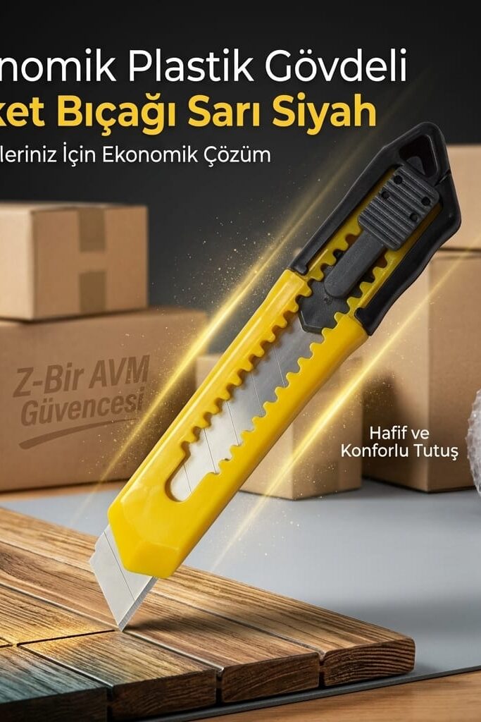 Ekonomik Plastik Gövdeli Maket Bıçağı Sarı Siyah