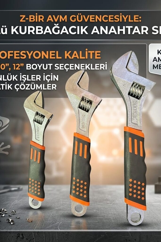3'lü Kurbağacık Anahtar Seti 8-10-12 inç Profesyonel El Aleti