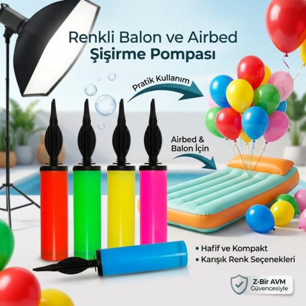 Renkli Balon ve Airbed Şişirme Pompası