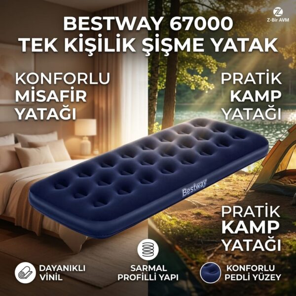 Bestway 67000 Tek Kişilik Şişme Yatak 185x76x22 cm