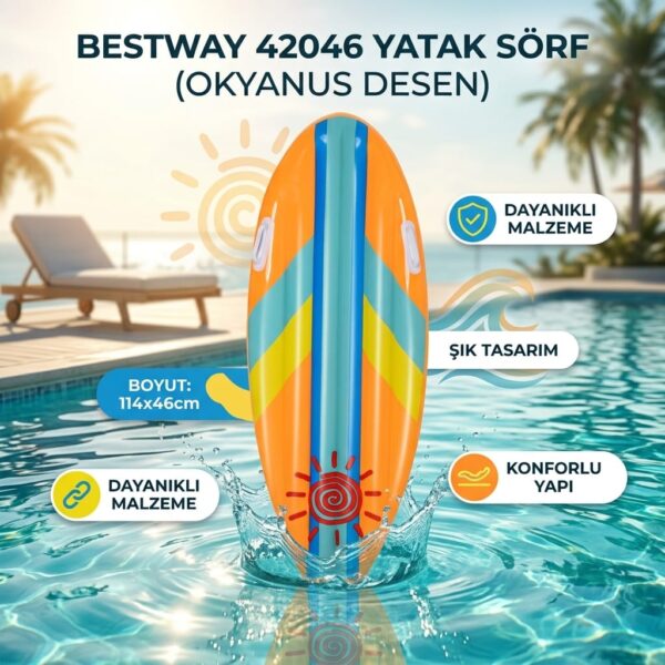 Bestway 42046 Okyanus Desenli Yatak Sörf 114x46 cm