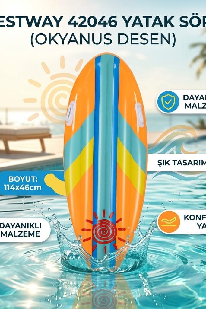 Bestway 42046 Okyanus Desenli Yatak Sörf 114x46 cm