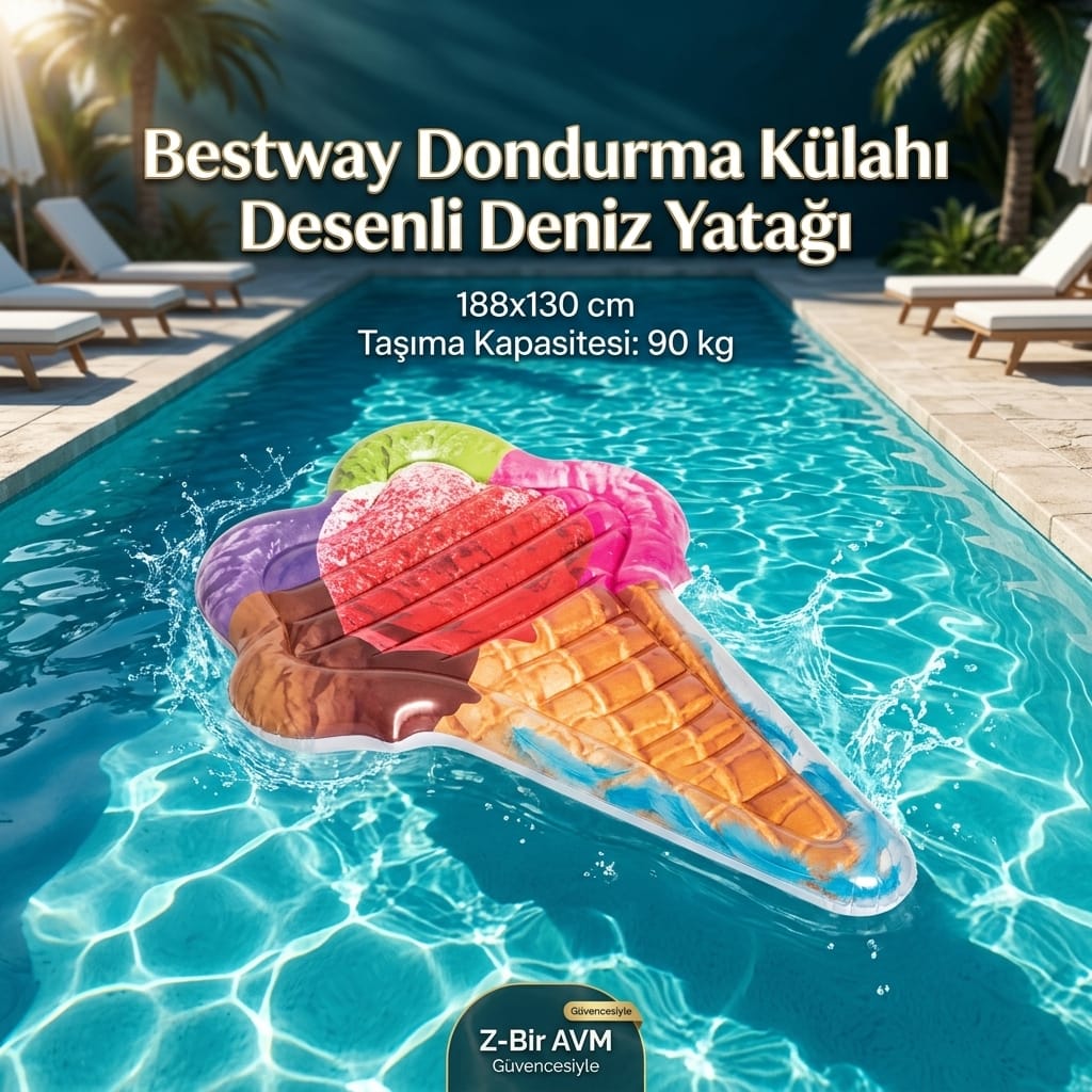 Bestway Dondurma Külahı Desenli Deniz Yatağı 188x130 cm