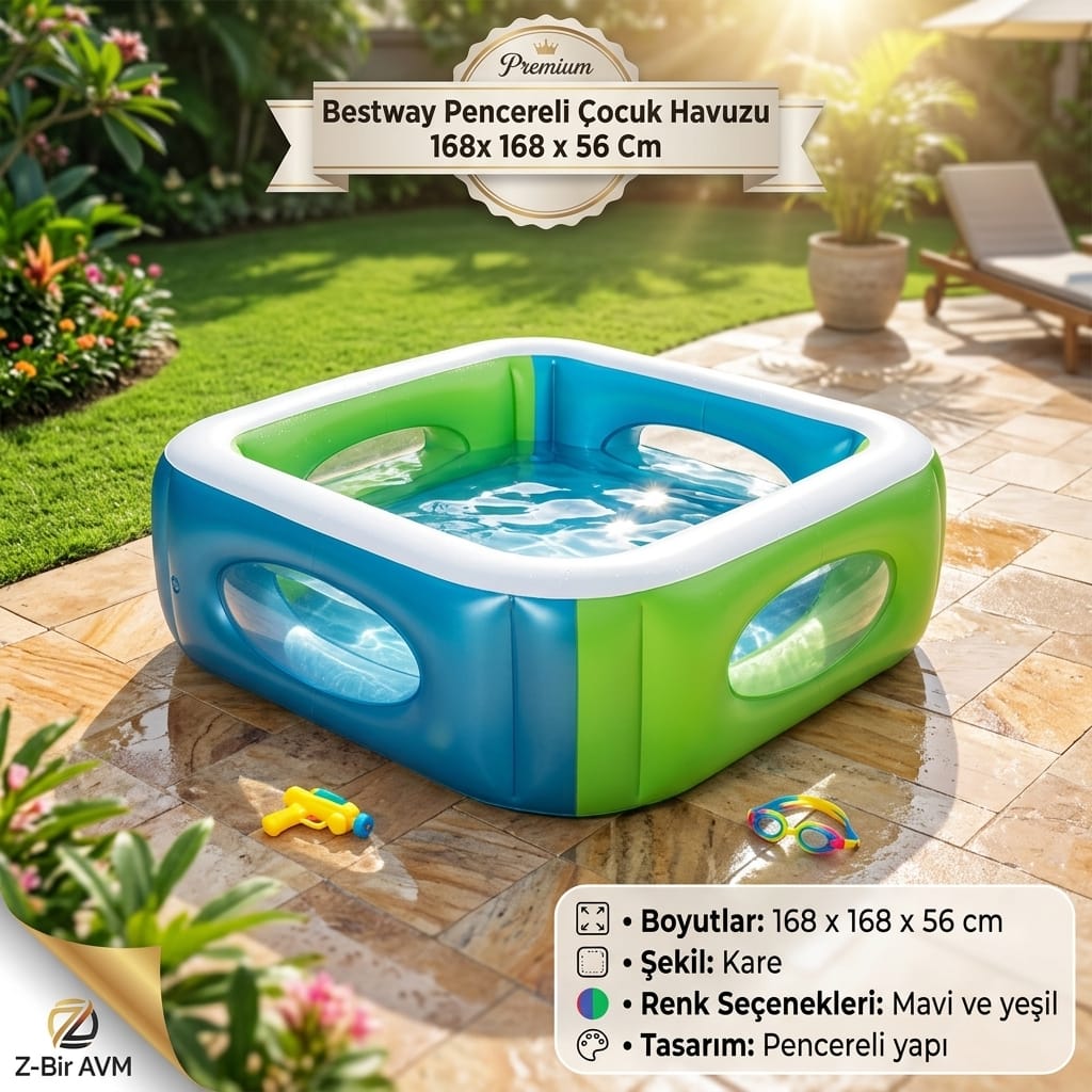 Bestway Pencereli Çocuk Havuzu 168x168x56 cm