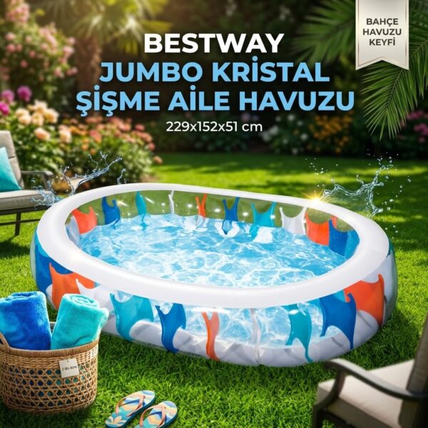 Bestway Jumbo Kristal Şişme Aile Havuzu 229x152x51 cm