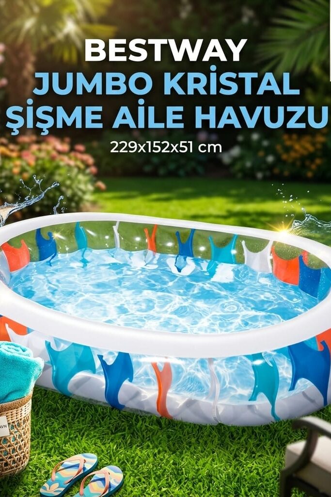 Bestway Jumbo Kristal Şişme Aile Havuzu 229x152x51 cm